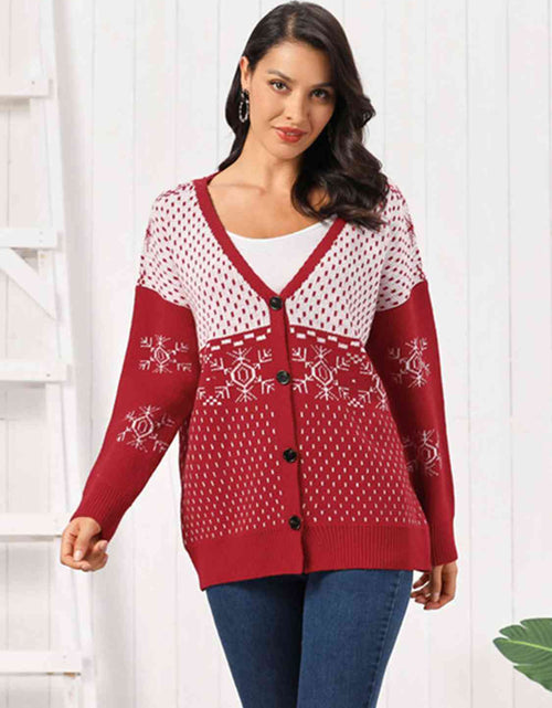 Load image into Gallery viewer, Snowflake Button Down Cardigan

