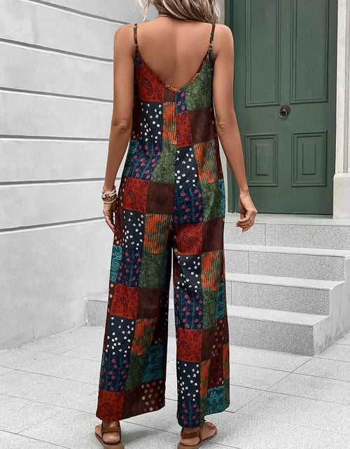 Load image into Gallery viewer, Printed Scoop Neck Spaghetti Strap Jumpsuit
