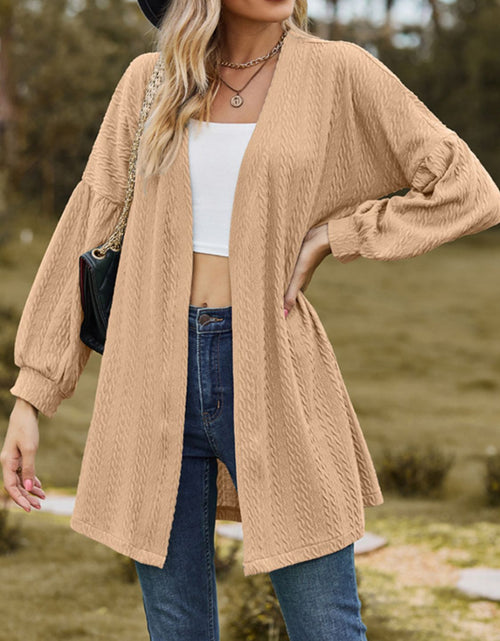 Load image into Gallery viewer, Textured Open Front Dropped Shoulder Cardigan
