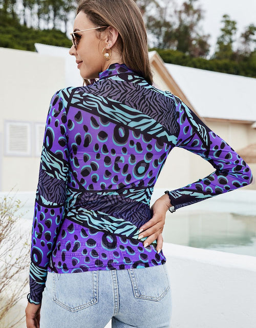 Load image into Gallery viewer, Printed Mock Neck Long Sleeve Blouse
