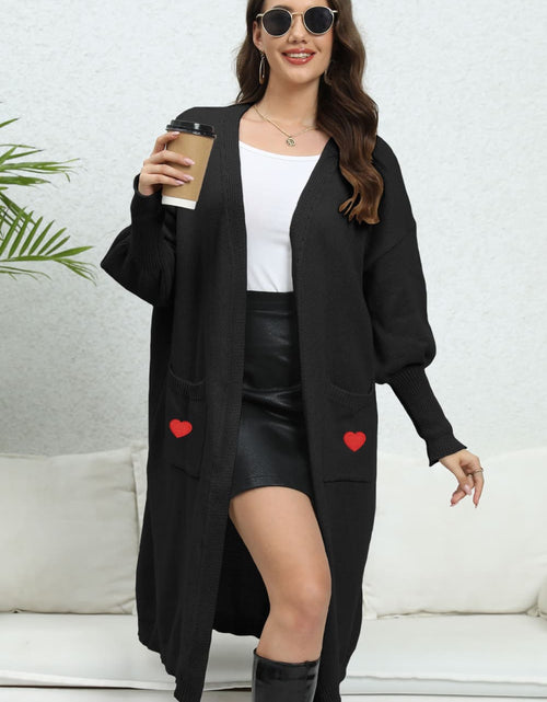 Load image into Gallery viewer, Lantern Sleeve Open Front Pocketed Cardigan
