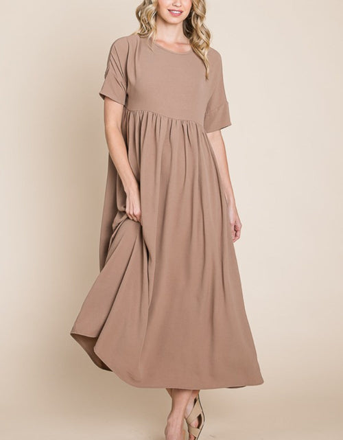 Load image into Gallery viewer, BOMBOM Round Neck Ruched Midi Dress
