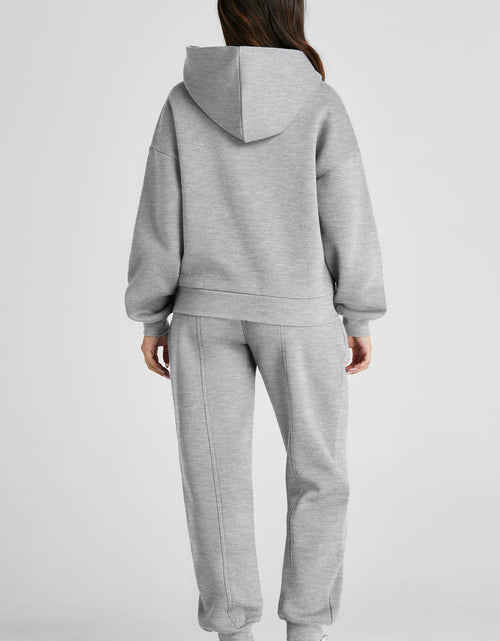 Load image into Gallery viewer, Dropped Shoulder Long Sleeve Hoodie and Pants Active Set
