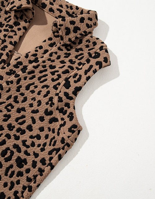 Load image into Gallery viewer, Leopard Johnny Collar Sleeveless Mini Dress
