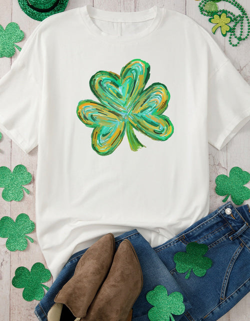 Load image into Gallery viewer, Lucky Clover Round Neck Short Sleeve T-Shirt
