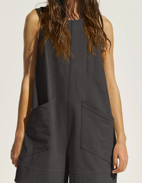 Load image into Gallery viewer, Lovelet Round Neck Sleeveless Romper with Pockets
