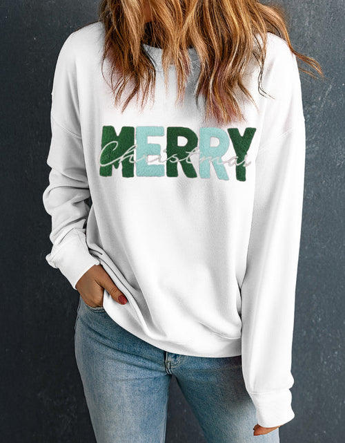 Load image into Gallery viewer, MERRY CHRISTMAS Contrast Long Sleeve Sweatshirt
