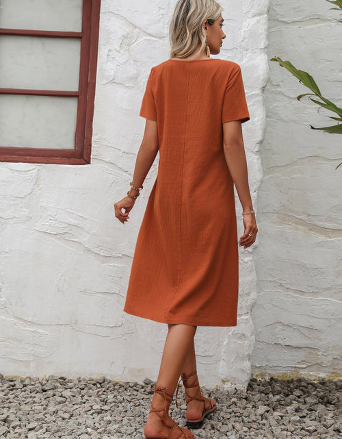 Load image into Gallery viewer, Ivy Lane Round Neck Short Sleeve Dress with Pockets
