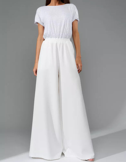 Load image into Gallery viewer, Full Size Sequin Round Neck Short Sleeve Wide Leg Jumpsuit
