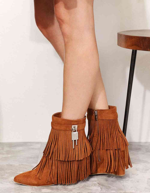 Load image into Gallery viewer, Legend Women's Tassel Wedge Heel Ankle Booties
