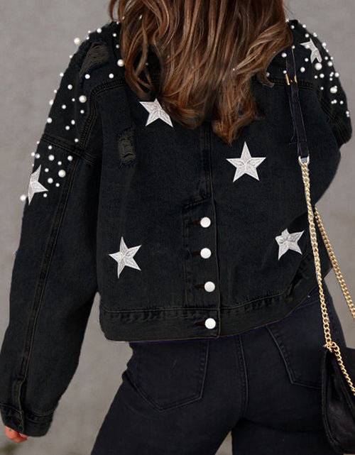 Load image into Gallery viewer, Bead Detail Denim Jacket
