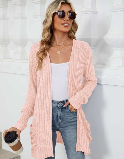 Load image into Gallery viewer, Pocketed Open Front Long Sleeve Cardigan
