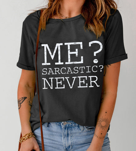 Letter Graphic Round Neck T-Shirt