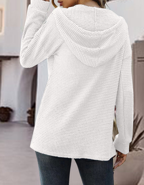 Load image into Gallery viewer, Half Button Up Drawstring Hoodie
