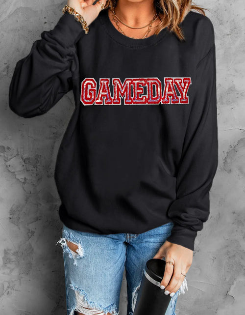 Load image into Gallery viewer, GAME DAY Round Neck Long Sleeve Sweatshirt
