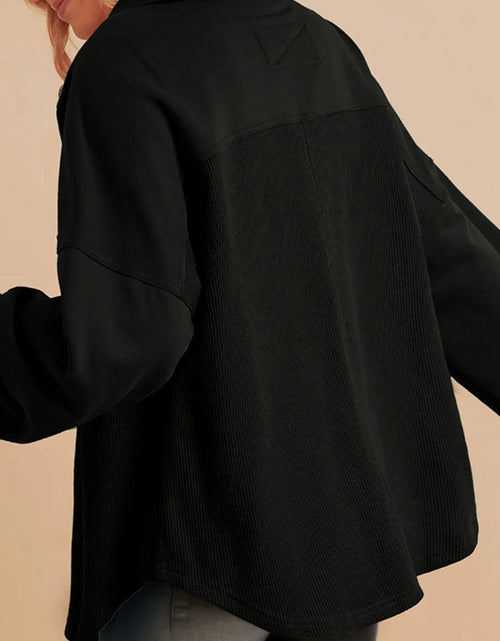 Load image into Gallery viewer, Waffle-Knit Collared Neck Long Sleeve Shacket
