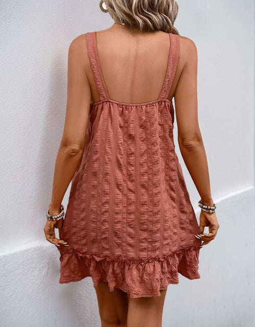 Load image into Gallery viewer, Perfee Texture Square Neck Wide Strap Mini Dress
