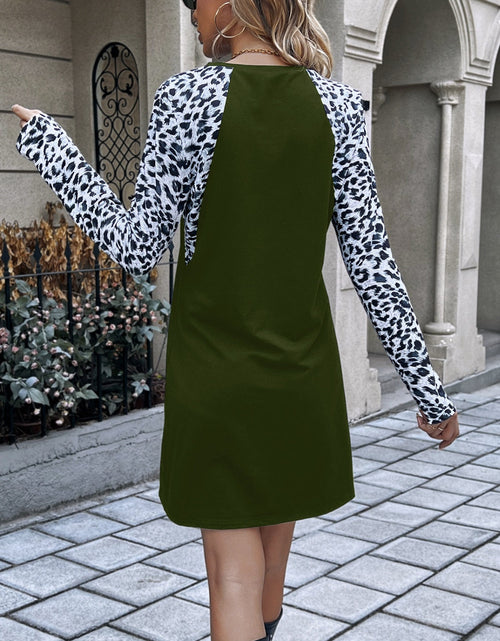 Load image into Gallery viewer, Ivy Lane Leopard Round Neck Long Sleeve Dress
