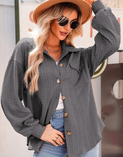Load image into Gallery viewer, Textured Button Up Long Sleeve Shacket
