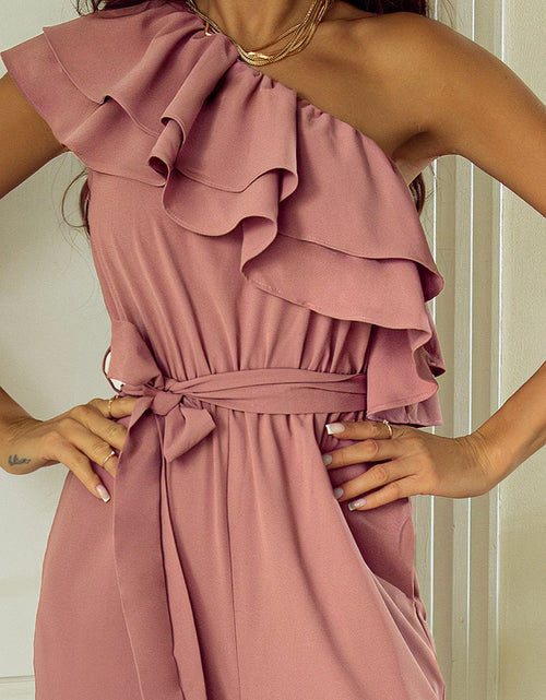Load image into Gallery viewer, Ruffled Tied One-Shoulder Jumpsuit
