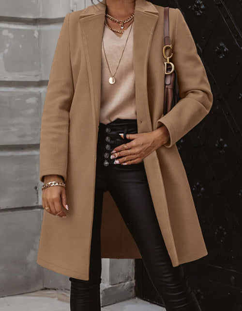 Load image into Gallery viewer, Collared Neck Button Up Long Sleeve Coat
