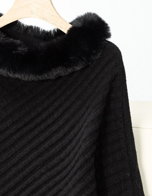 Load image into Gallery viewer, Fuzzy Trim Texture Three-Quarter Sleeve Poncho
