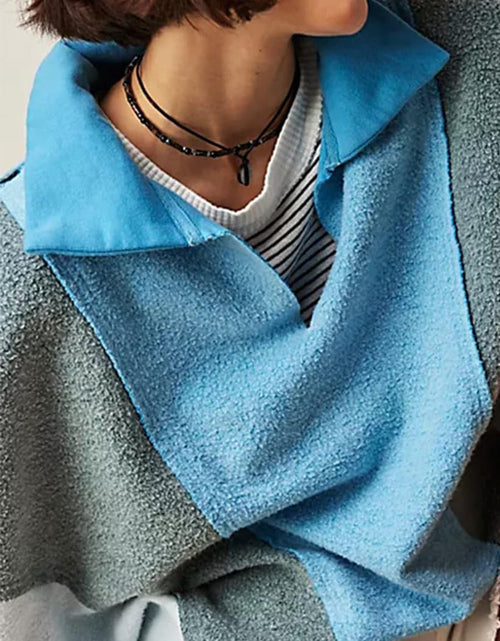 Load image into Gallery viewer, High-Low Exposed Seam Contrast Long Sleeve Sweatshirt
