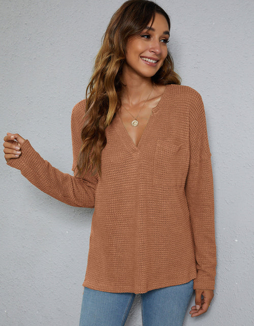 Load image into Gallery viewer, Dropped Shoulder High-Low Waffle-Knit Top
