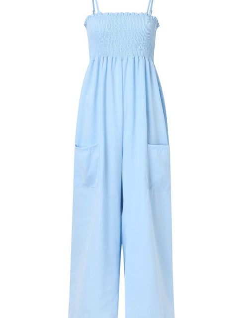 Load image into Gallery viewer, Smocked Spaghetti Strap Wide Leg Jumpsuit
