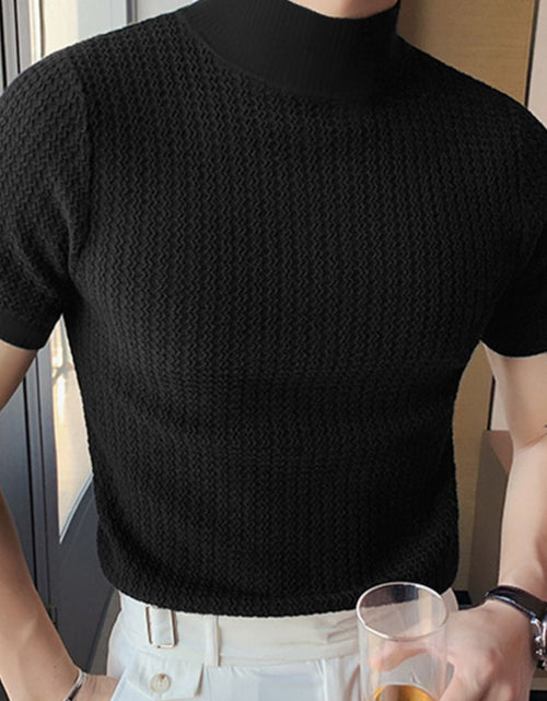 Load image into Gallery viewer, Men's Full Size Mock Neck Short Sleeve T-Shirt Plus Size
