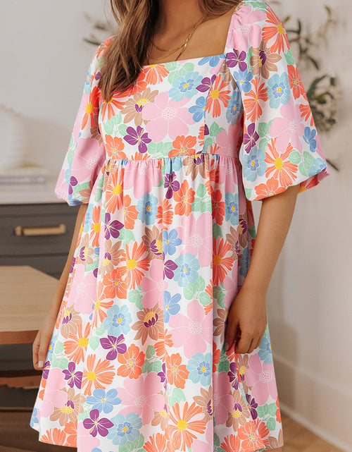 Load image into Gallery viewer, Printed Half Sleeve Mini Dress
