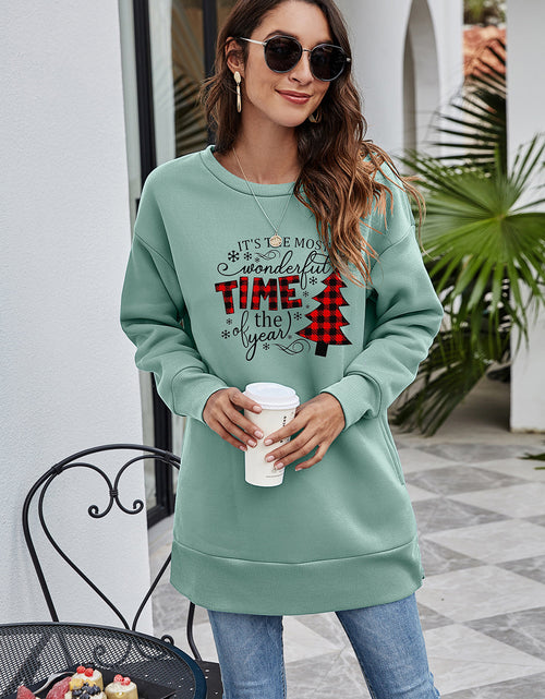 Load image into Gallery viewer, Christmas Tree Graphic Drop Shoulder Sweatshirt
