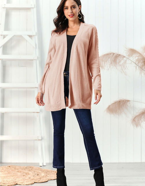 Load image into Gallery viewer, Cable-Knit Open Front Long Sleeve Cardigan
