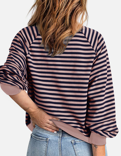 Load image into Gallery viewer, Striped Zip Up Long Sleeve Sweatshirt
