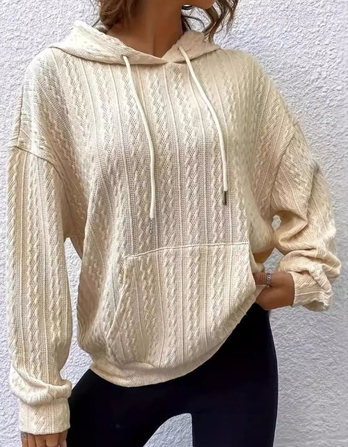 Load image into Gallery viewer, Drawstring Texture Long Sleeve Hoodie
