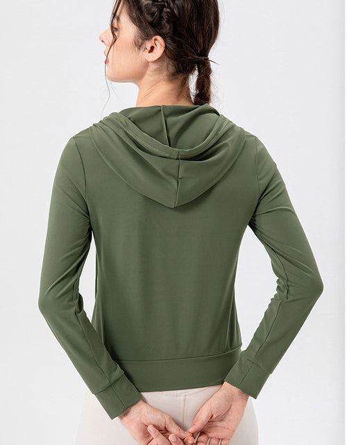Load image into Gallery viewer, Drawstring Zip Up Hooded Active Outerwear
