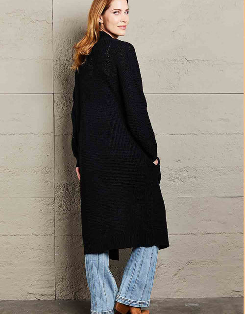 Load image into Gallery viewer, Waffle Knit Open Front Duster Cardigan With Pockets
