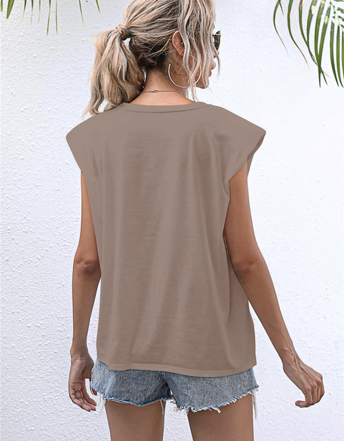 Load image into Gallery viewer, Round Neck Cap Sleeve Tee
