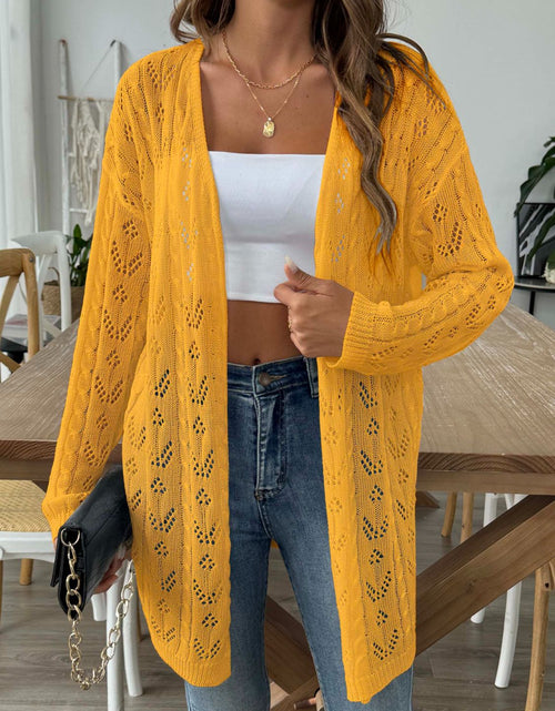 Load image into Gallery viewer, Openwork Open Front Long Sleeve Cardigan
