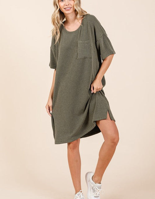 Load image into Gallery viewer, Mittoshop Urban Rib Knit Short Sleeve Tee Dress
