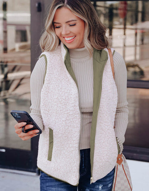Load image into Gallery viewer, Fuzzy Zip Up Vest Coat with Pockets
