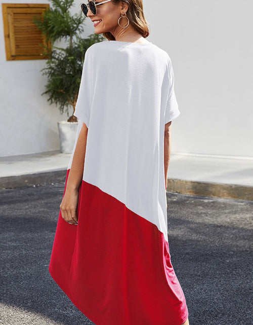 Load image into Gallery viewer, Ivy Lane Color Block Round Neck Short Sleeve Dress
