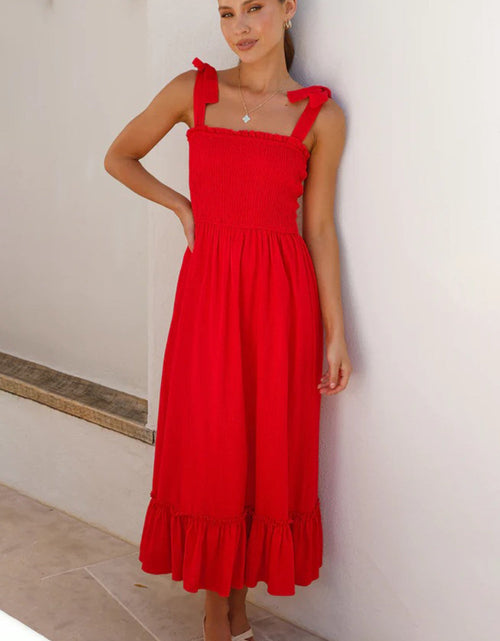 Load image into Gallery viewer, Ruffled Smocked Ruffle Hem Sleeveless Dress
