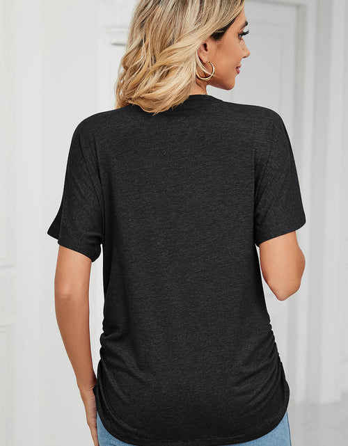 Load image into Gallery viewer, Ruched V-Neck Short Sleeve T-Shirt
