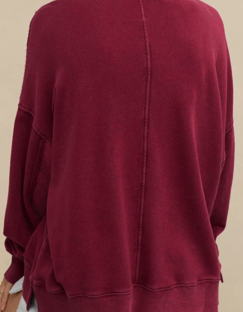 Load image into Gallery viewer, Side Slit Round Neck Long Sleeve Sweatshirt
