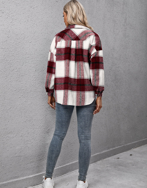 Load image into Gallery viewer, Ivy Lane Plaid Long Sleeve Shirt Jacket

