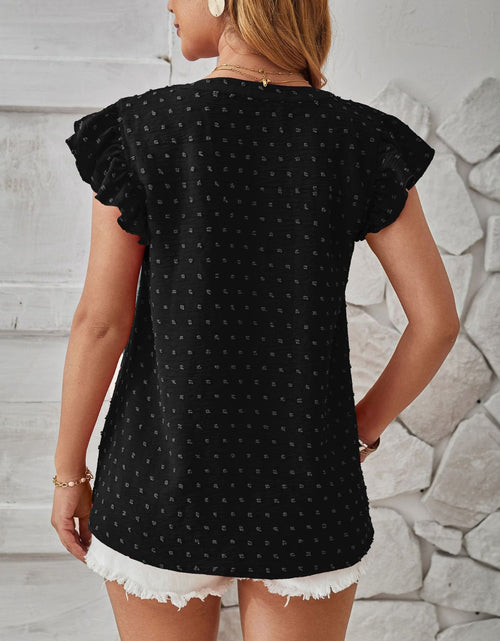 Load image into Gallery viewer, Swiss Dot Ruffled Cap Sleeve T-Shirt

