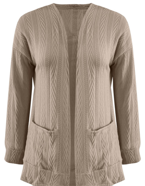 Load image into Gallery viewer, Full Size Textured Open Front Long Sleeve Cardigan
