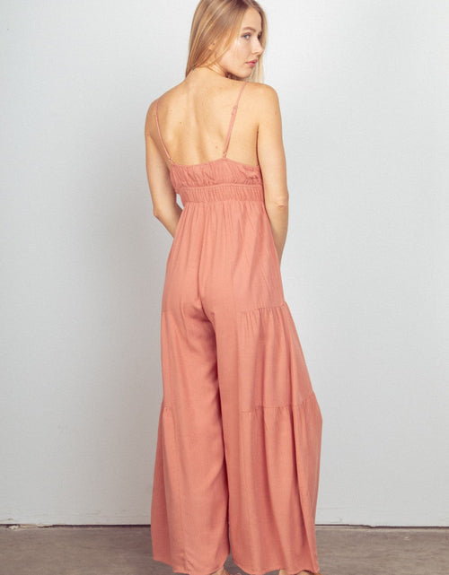 Load image into Gallery viewer, VERY J Sleeveless Ruched Wide Leg Jumpsuit
