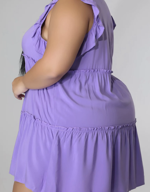 Load image into Gallery viewer, Plus Size V-Neck Frill Trim Mini Dress
